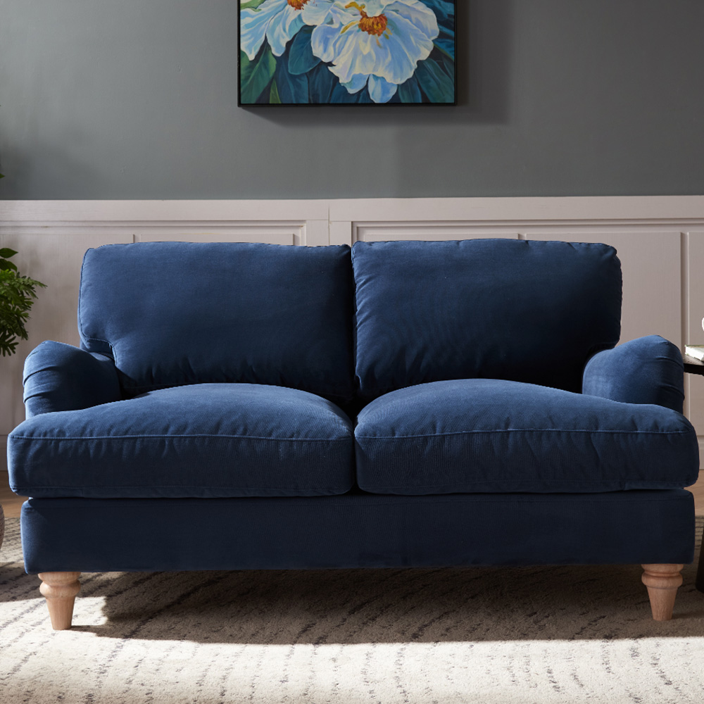 Home Detail Oxford 2 Seater Navy Blue Velvet Sofa Image 1