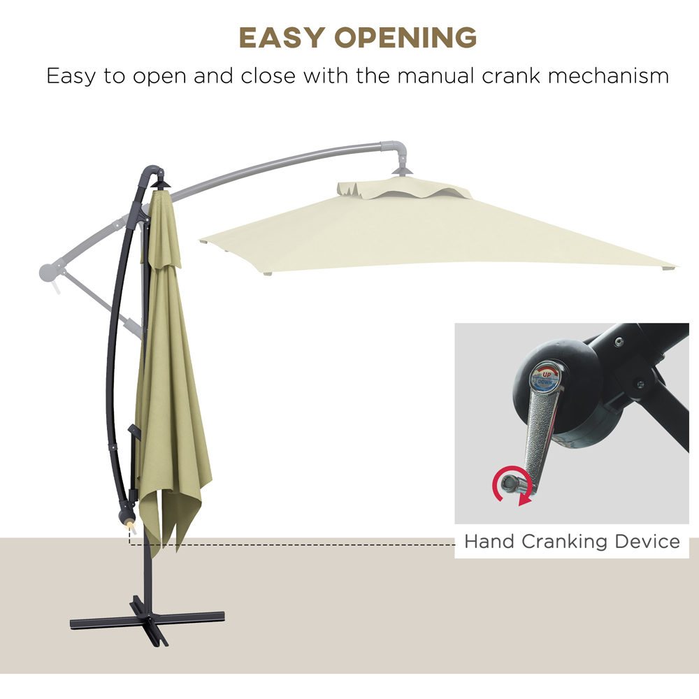 Outsunny Beige Crank Handle Cantilever Banana Parasol with Cross Base 3 x 2m Image 4