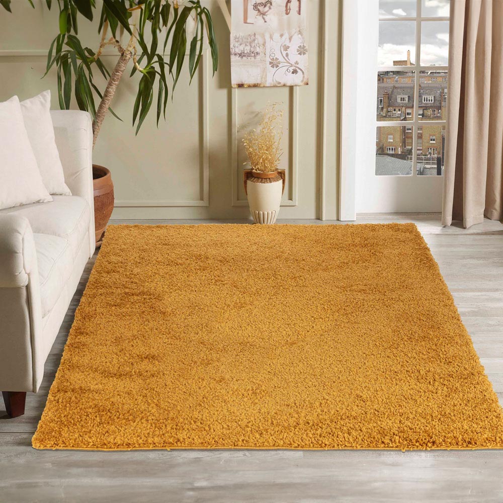 Desire Rugs Oxford Gold Plain Shaggy Rug 120 x 170cm Image 2