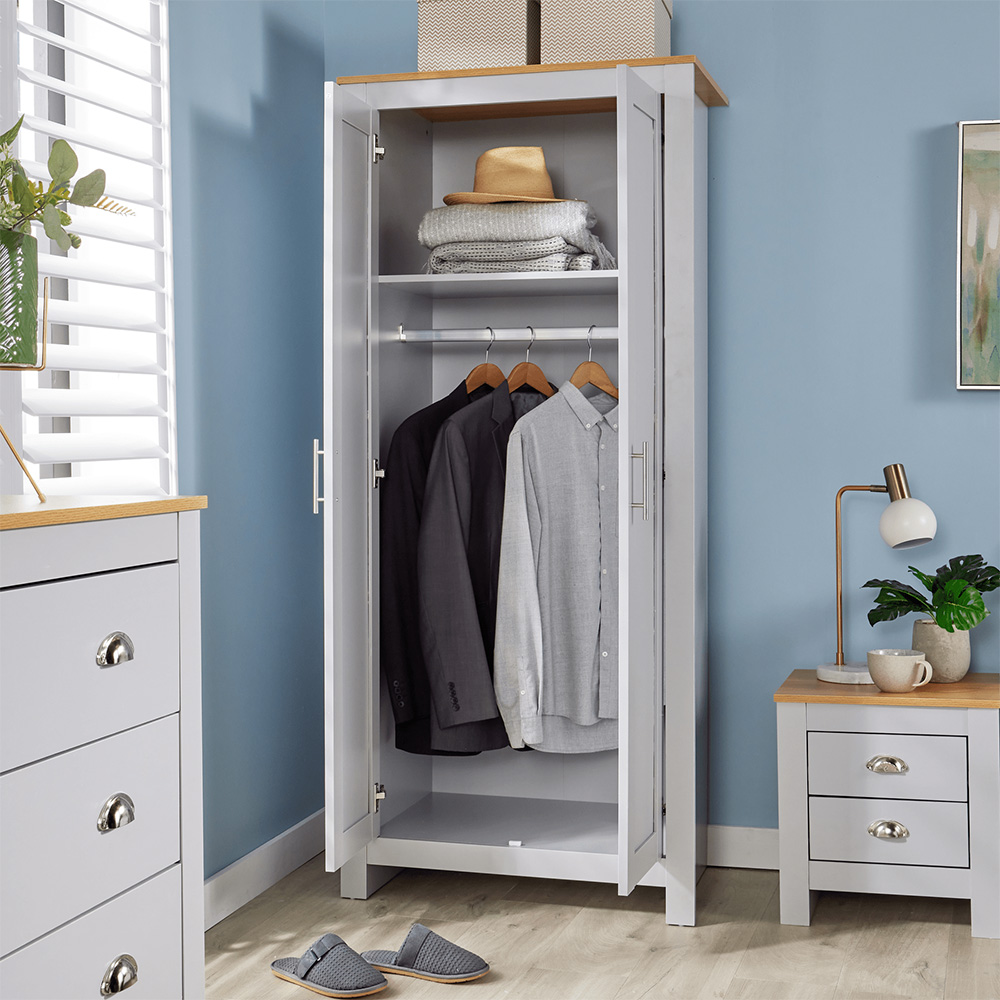 Home Source Camden 2 Door Grey Bedroom Wardrobe Image 6