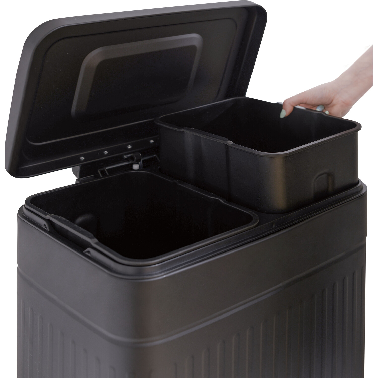 Black Ribbed Recycling Bin 60L Image 6