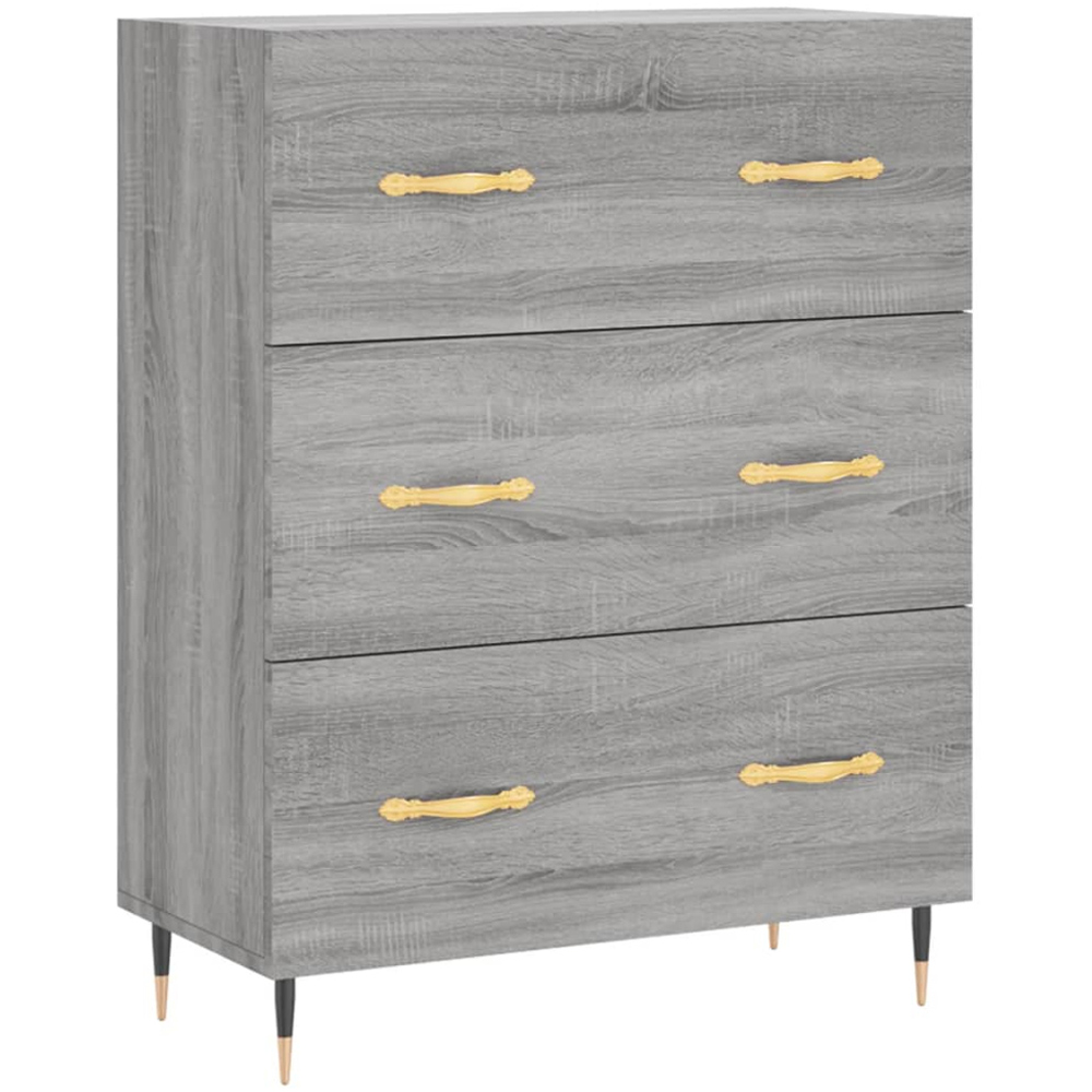 vidaXL 3 Drawer Grey Sonoma Wooden Sideboard Image 2