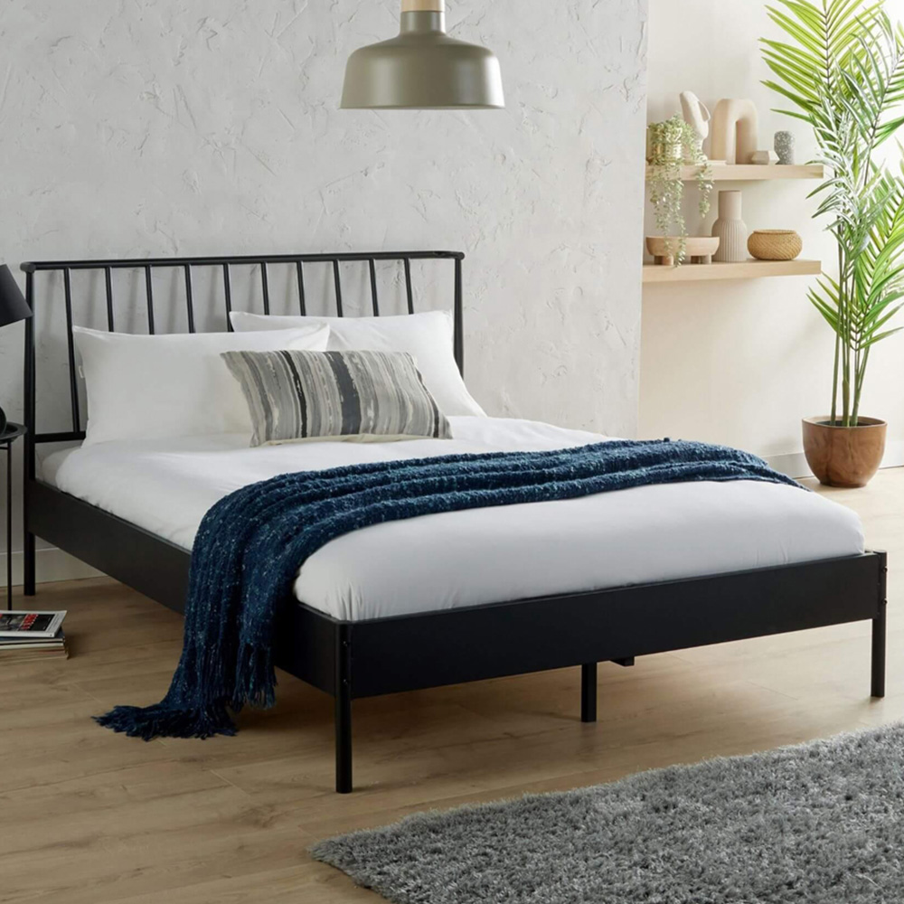 Home Source Odessa King Size Black Metal Bed Frame with Headboard Image 1