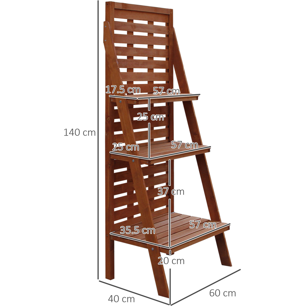 Outsunny 3 Tier Solid Wood Ladder Design Plant Stand Image 7