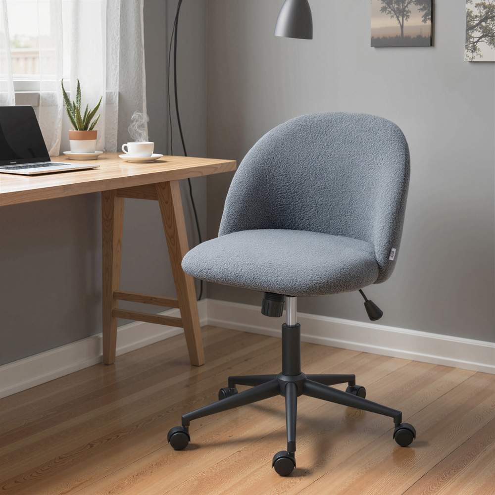 Portland Grey Teddy Fleece Height Adjustable Swivel Office Chair Image 4
