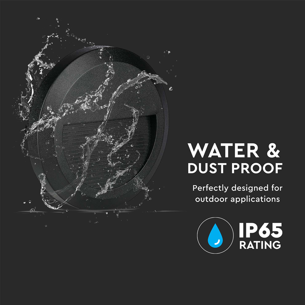 V-TAC 4 Pack 2W Black Round Warm White LED Step Light Image 8