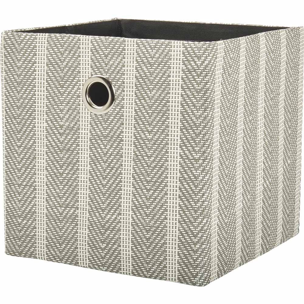 Wilko 30 x 30cm New Herringbone Fabric Storage Box Image 2