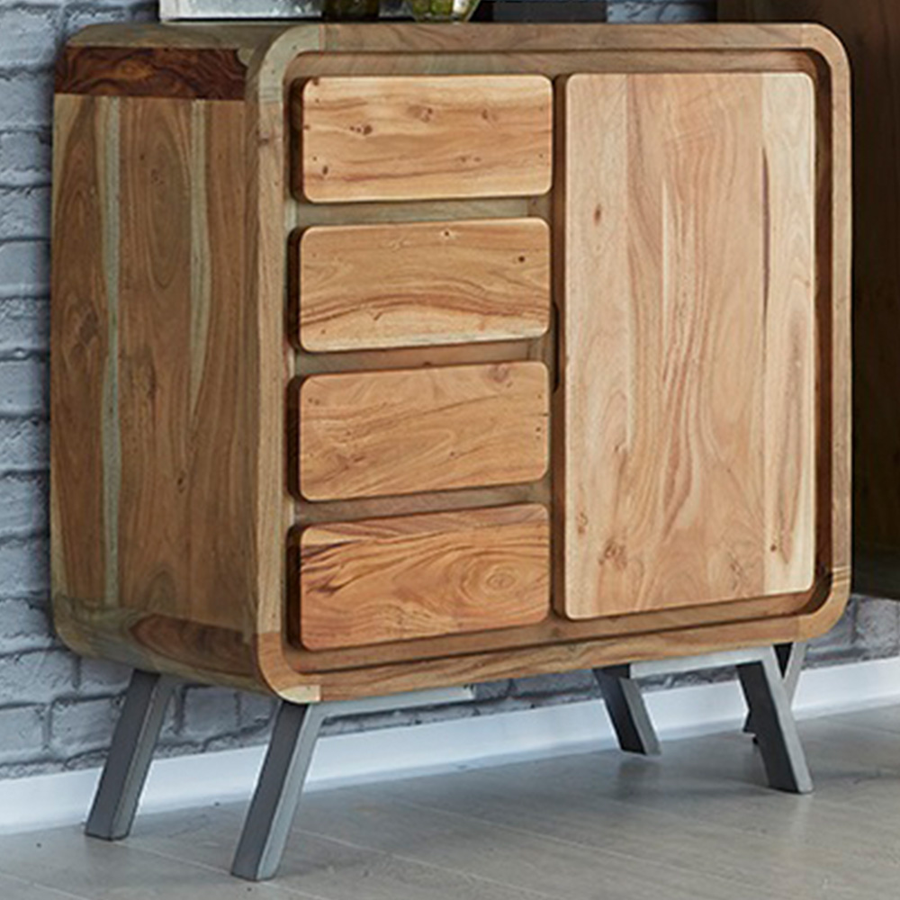 Brooklyn Single Door 4 Drawer Hardwood Sideboard Image 1