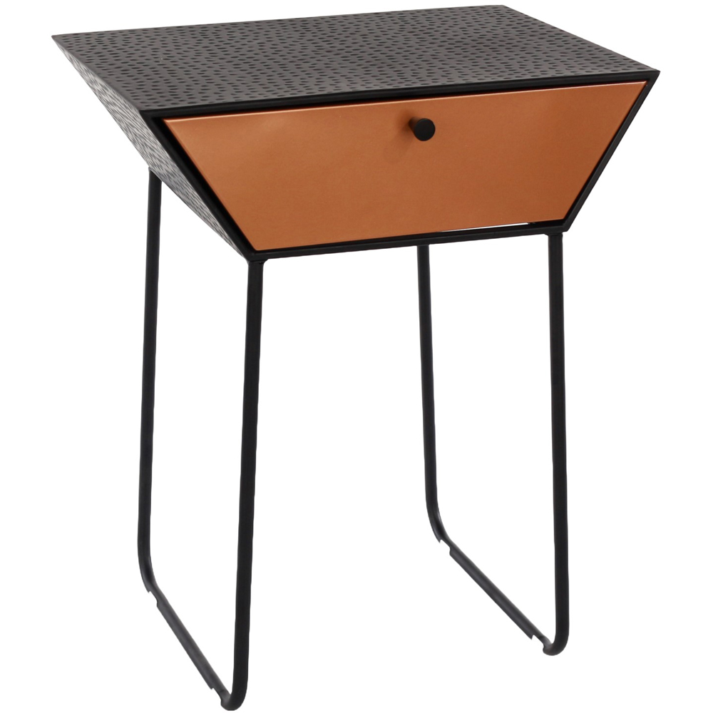 Core Products Apollo Single Drawer Copper and Black Metal Bedside Cabinet Image 2