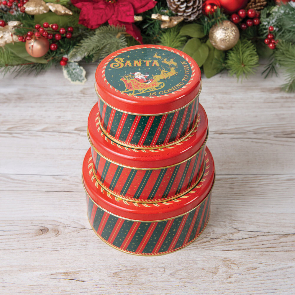 Vintage Santa Claus Tin Set Image 6