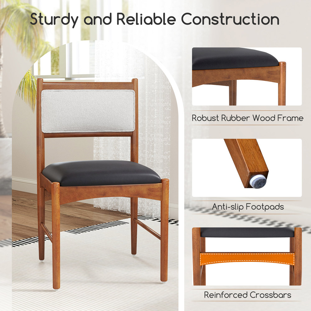 Costway Set of 2 Walnut Wooden Dining Chair with Padded Seat Image 7