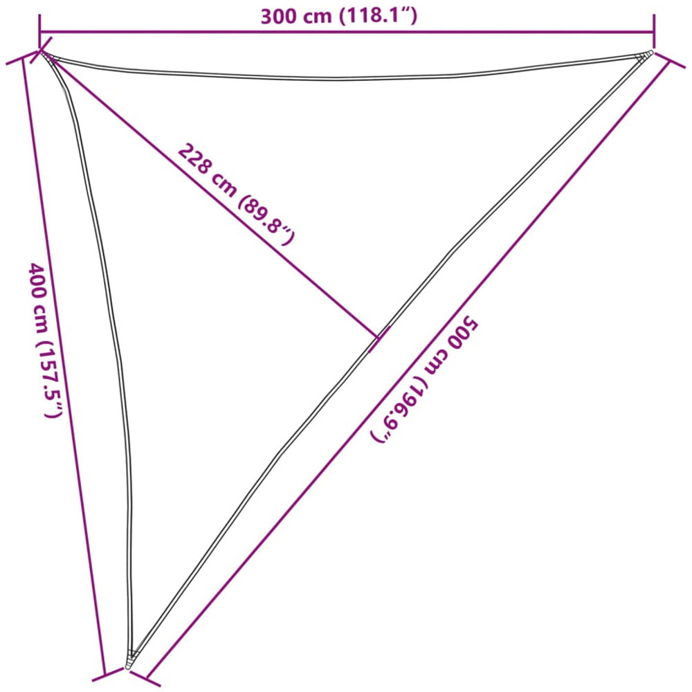 vidaXL Yellow Triangular Sun Shade Sail 3 x 4 x 5m Image 8