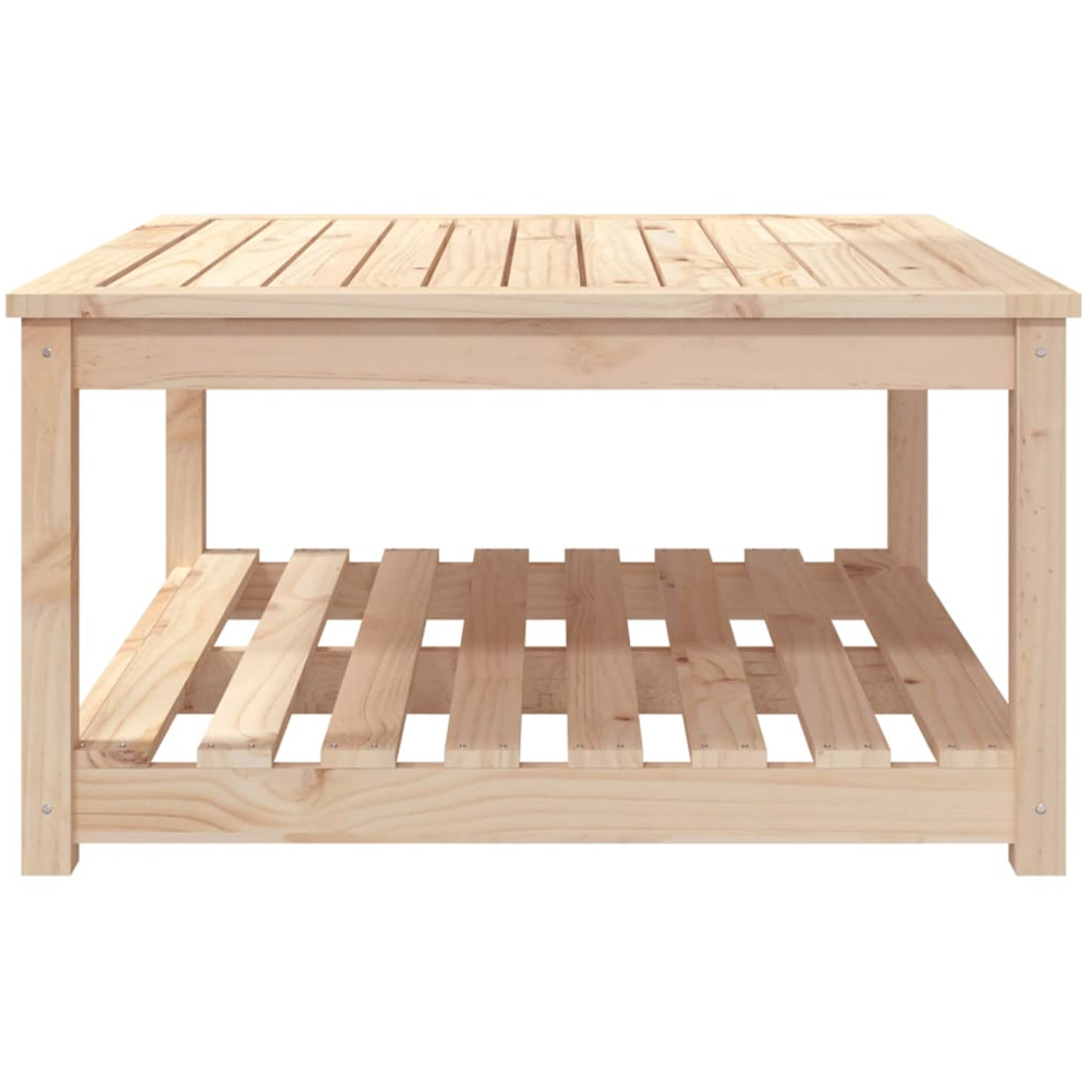 vidaXL Single Shelf Natural Solid Pine Wood Slatted Garden Table 82.5 x 82.5cm Image 3
