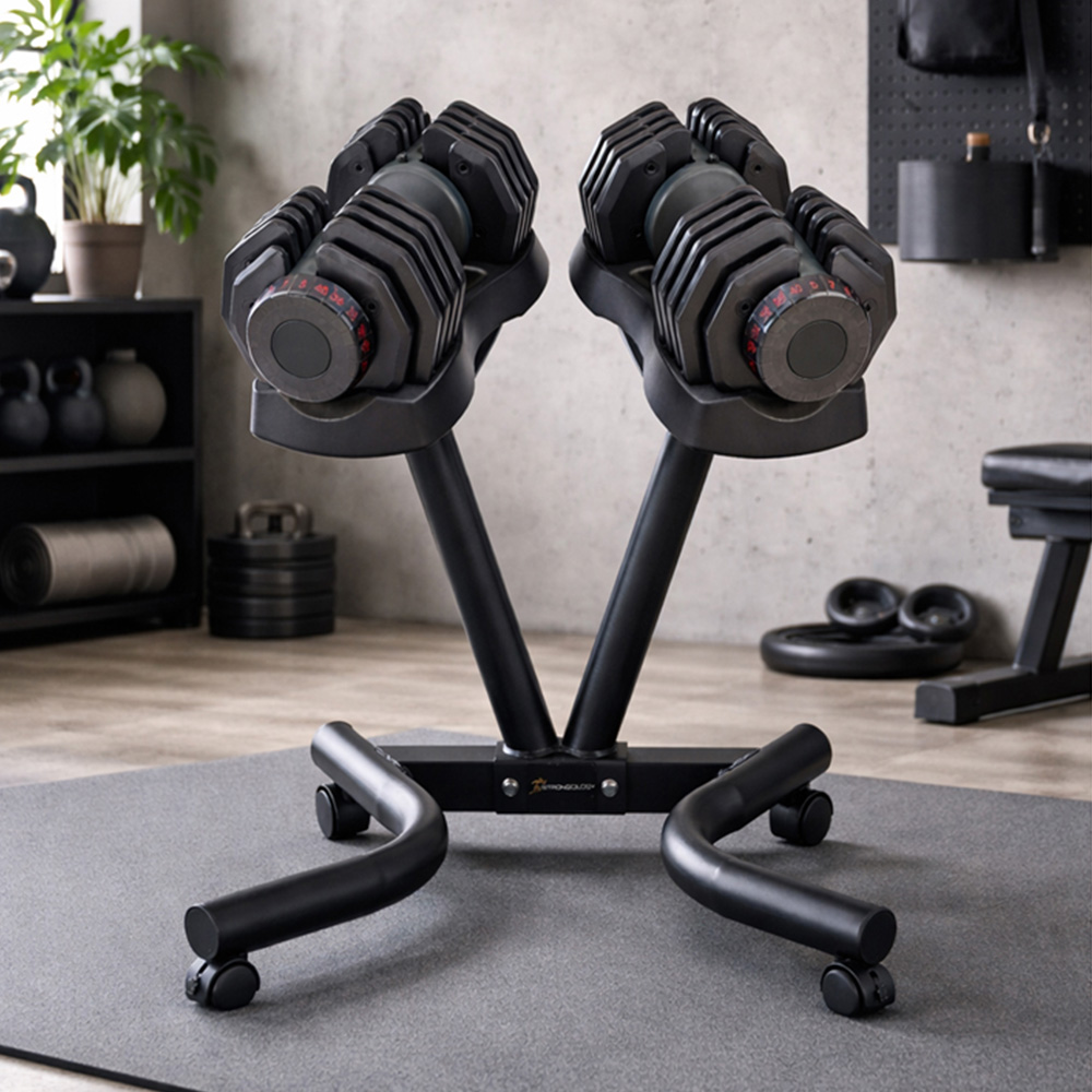Strongology Adjustable Dumbbell Set with Universal Floor Stand 40kg 2 Pack Image 2