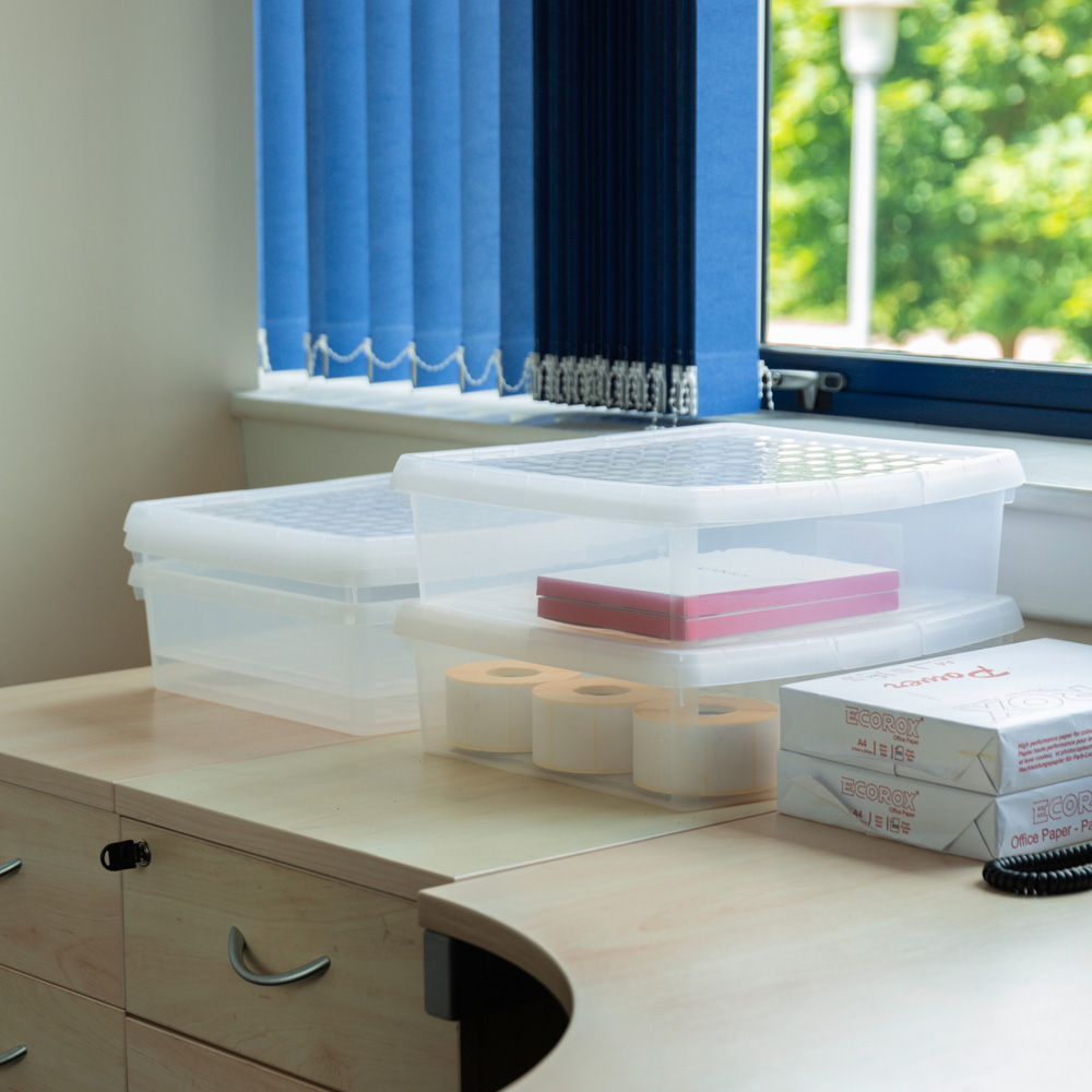 Wham Clip 13.2L Clear Square Storage Box with Lid 4 Pack Image 2