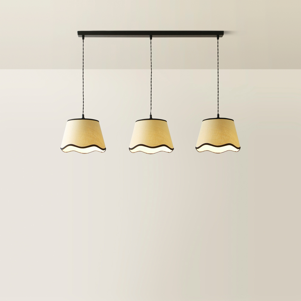 ValueLights Dutton Black Trim Scallop 3 Drop Black Diner Ceiling LED Pendant Light Image 5