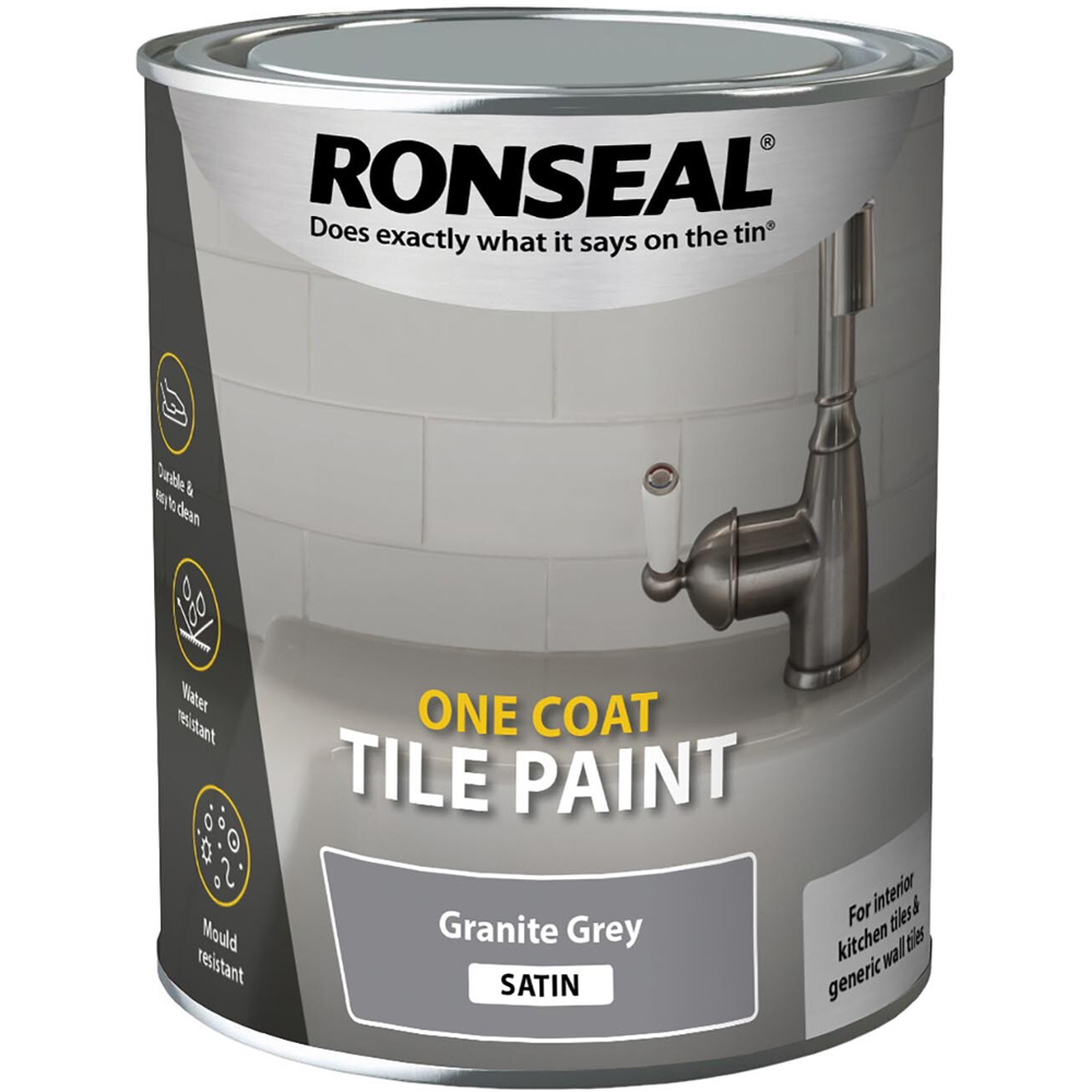 Ronseal One Coat Granite Grey Satin Tile Paint 750ml Image 2