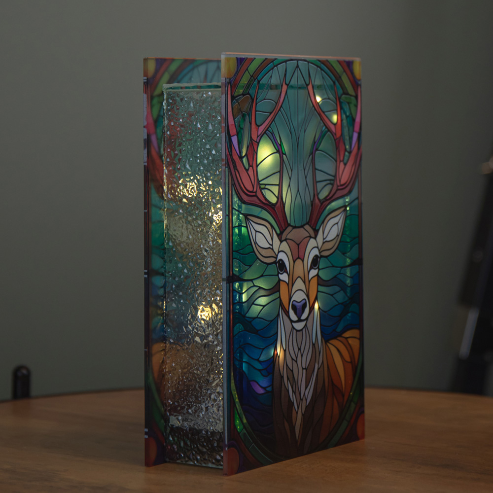 Samuel Alexander 50 Warm White LED Light Up Stag Scene Stained Glass Christmas Decoration 21cm Image 6