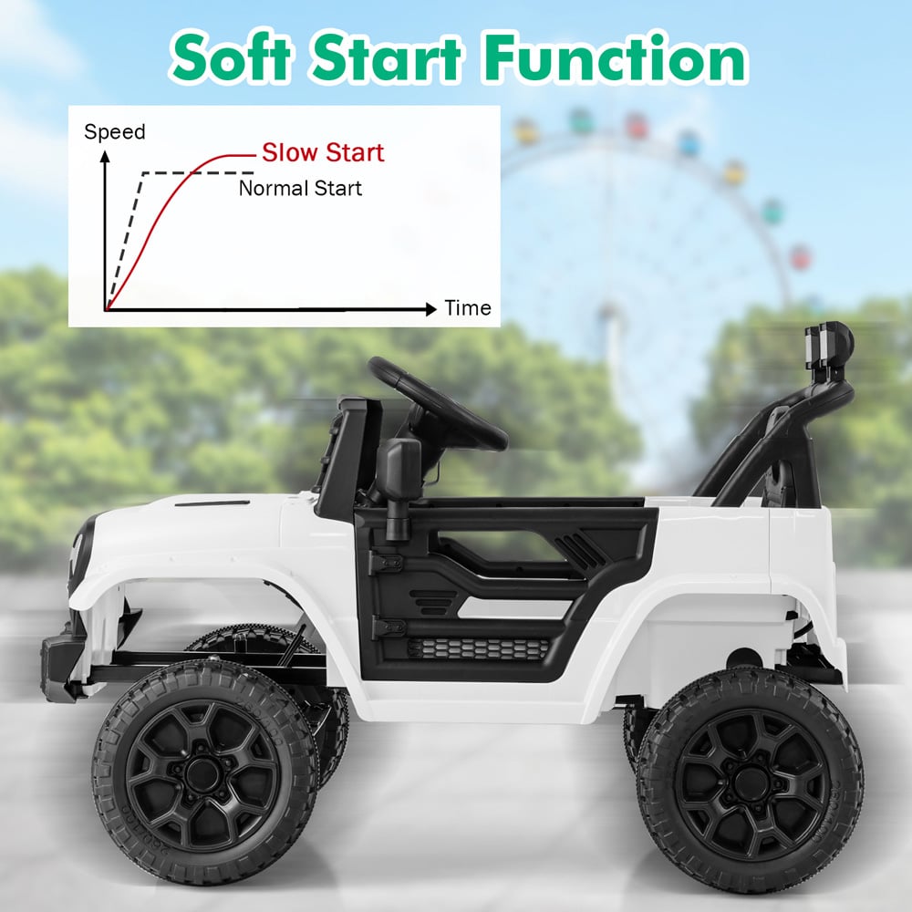 Costway Kids White Ride On Truck with Remote Control and LED lights 12V Image 6