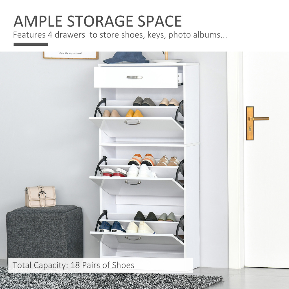 HOMCOM 4 Drawer High Gloss Shoe Cabinet Image 4