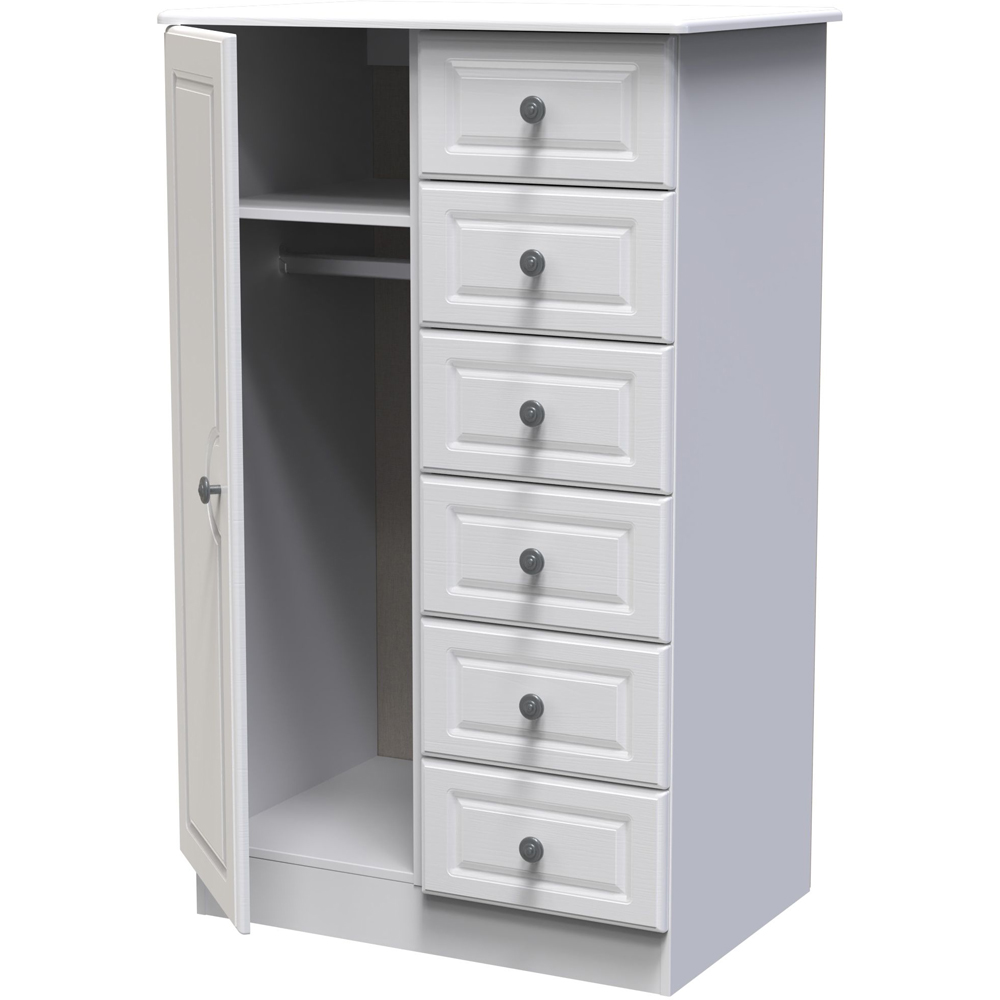 Crowndale Pembroke Single Door 6 Drawer Matt White Kids Wardrobe Ready Assembled Image 4