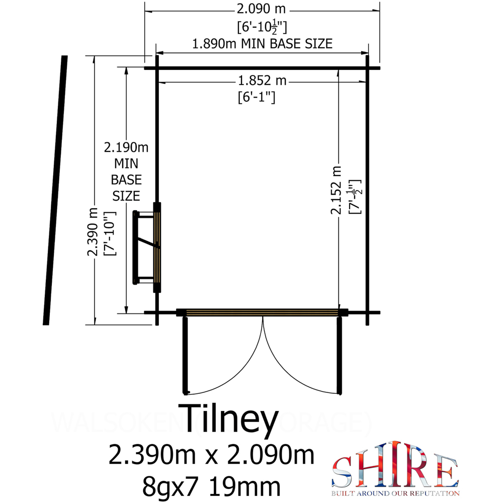 Shire Tilney 8 x 7ft Pent Garden Log Cabin Image 8