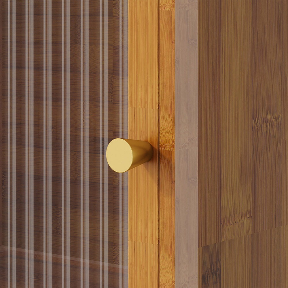 Living and Home 2 Door Wood Effect Bamboo Storage Cabinet Image 5