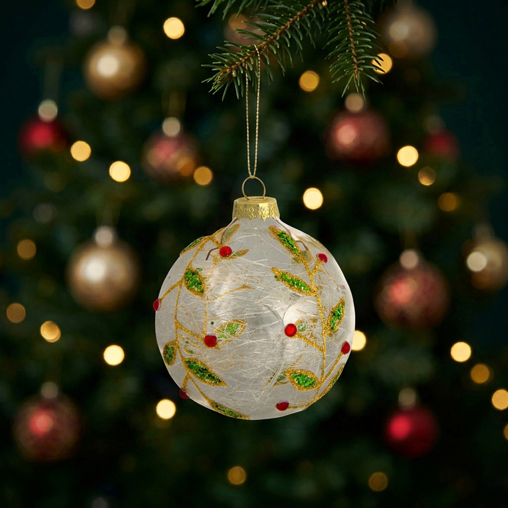 Clear Glitter Leaf Bauble Image 2