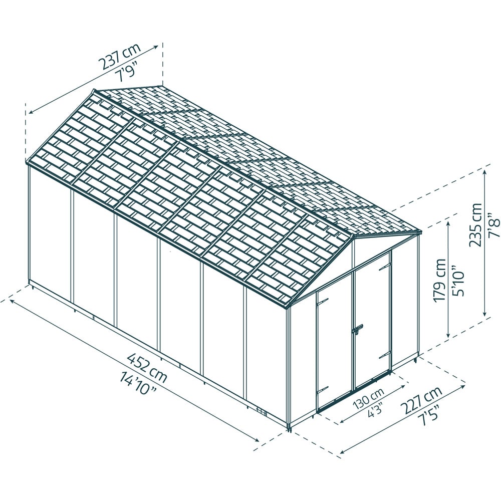 Palram Canopia Rubicon 8 x 15ft Dark Grey Garden Shed Image 5