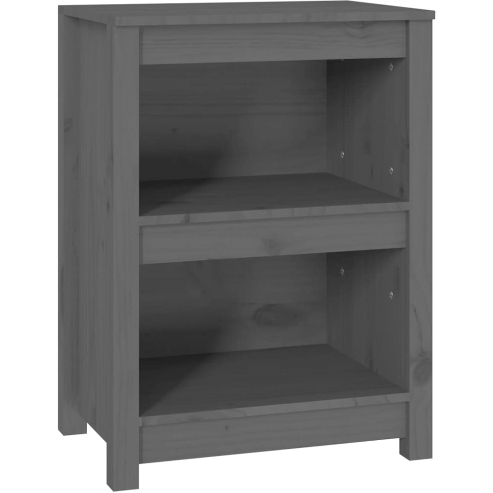 vidaXL 2 Shelf Grey Solid Pine Wood Bookcase Image 2