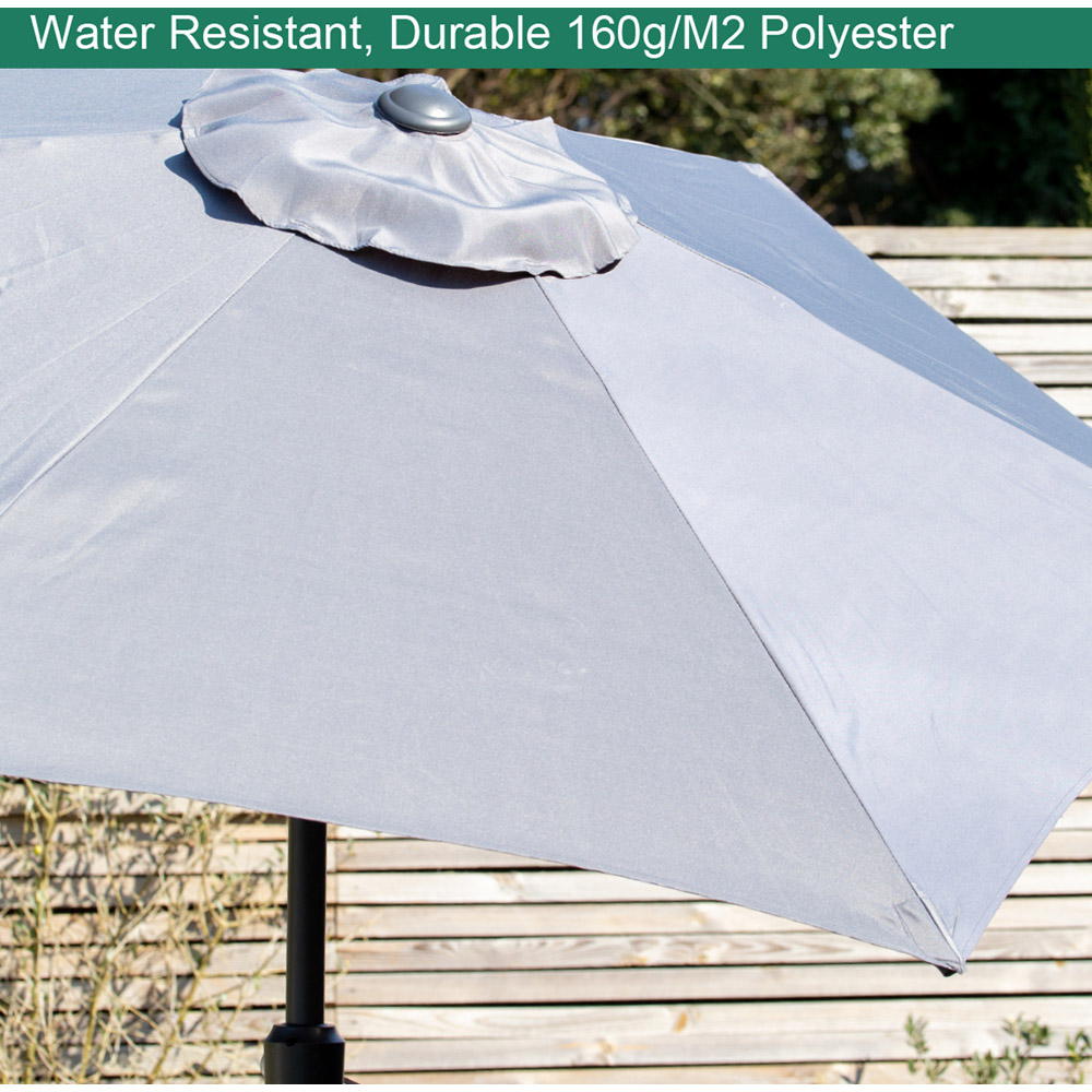 GardenKraft Grey 6 Ribs Crank and Tilt Parasol 2.7m Image 4