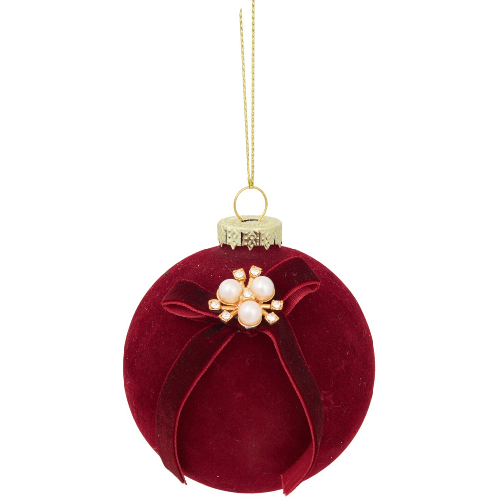 Flocked Bow Bauble Image 4