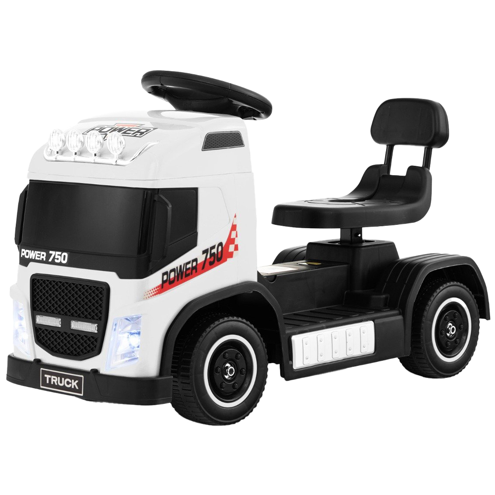 Costway White Electric Ride-On Truck with Adjustable Seat and LEDs Image 1
