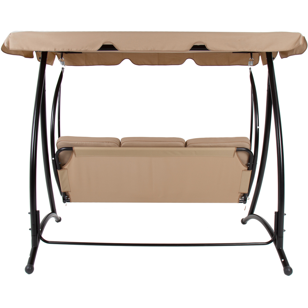 Charles Bentley 3 Seater Cream Garden Swing Seat with Canopy Image 5