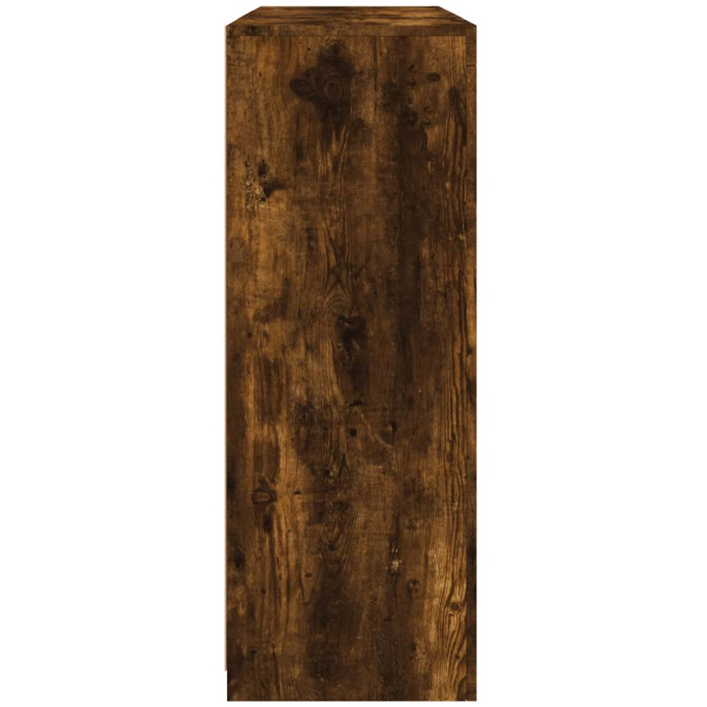 vidaXL 4 Door 6 Shelf Smoked Oak Wide Sideboard with LED Lights Image 9