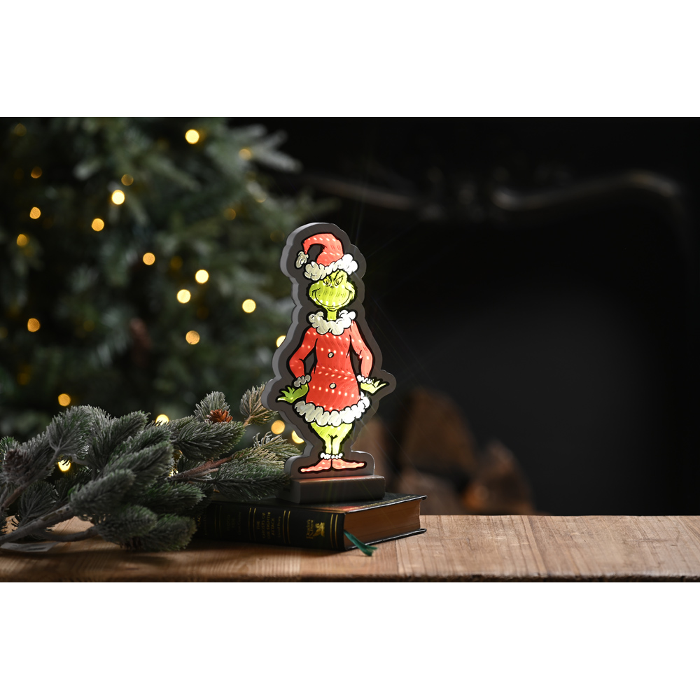 Festive Grinch in Santa Suit Infinity LED Christmas Decoration 20cm Image 2