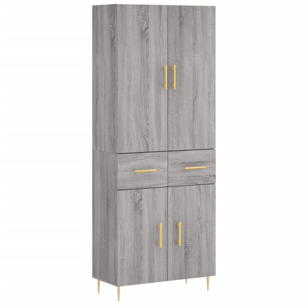 vidaXL 4 Door 2 Drawer Grey Sonoma Highboard Image 2