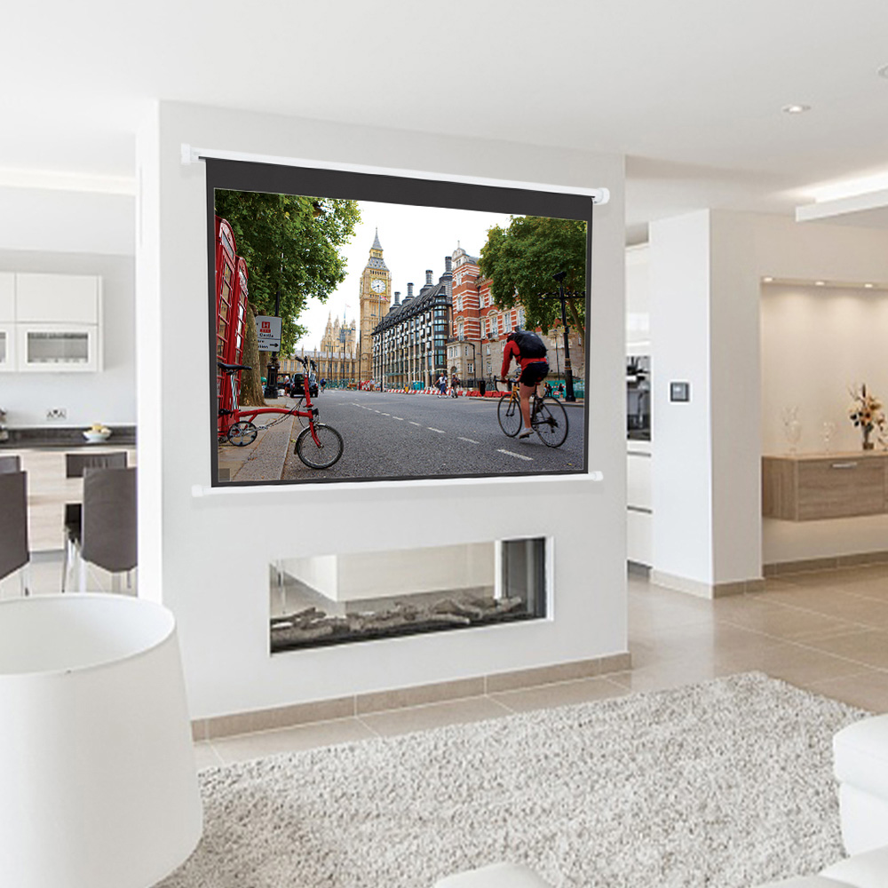 Living and Home Wall Mount Electric Projector Screen 100 inch Image 3