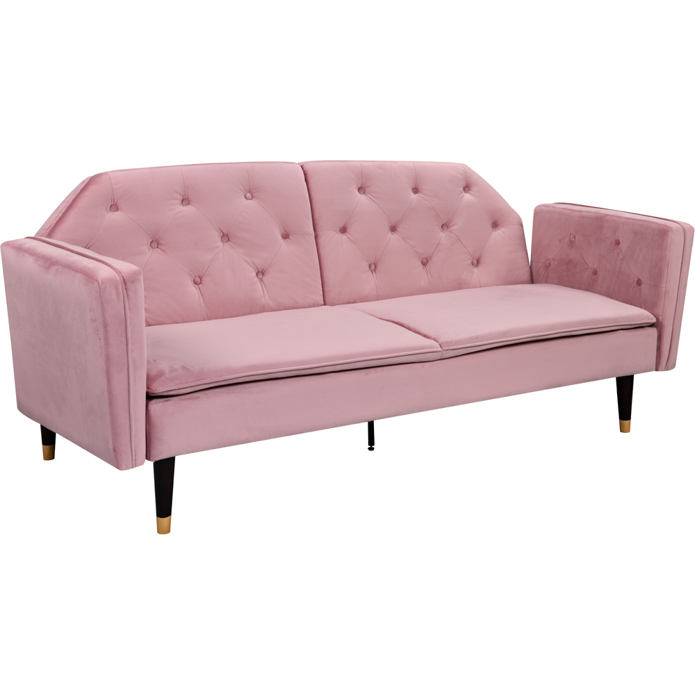 Comfy Living 3 Seater Pink and Gold Plush Velvet Tufted Sofa Bed Image 3
