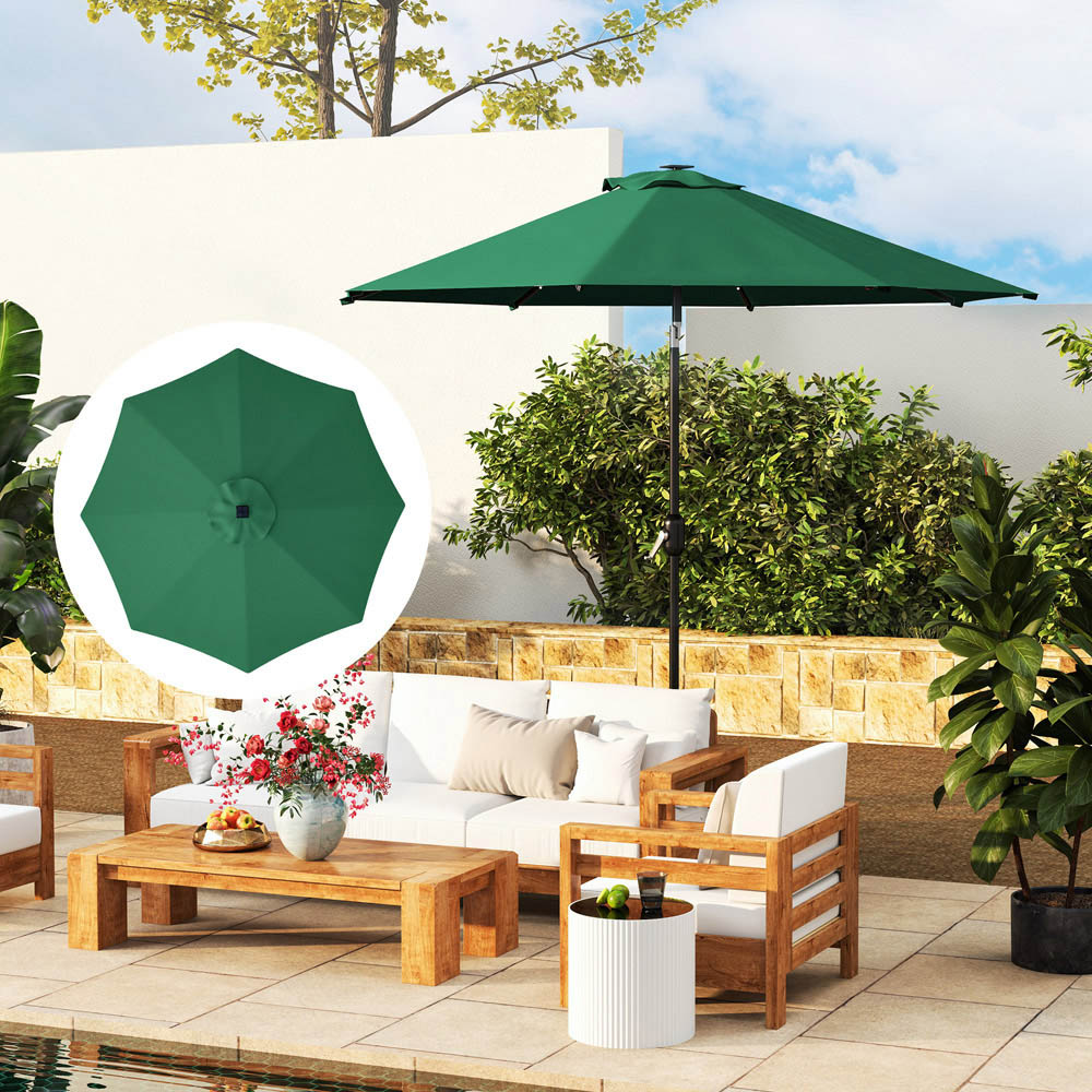 Outsunny Green Parasol Replacement Canopy 300cm Image 2