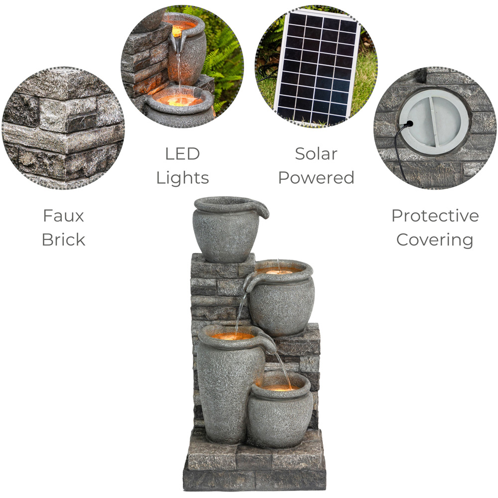 Teamson Home Grey 4-Tier Cascading Urn Stacked Stone Outdoor Fountain 30.7 inch Image 7