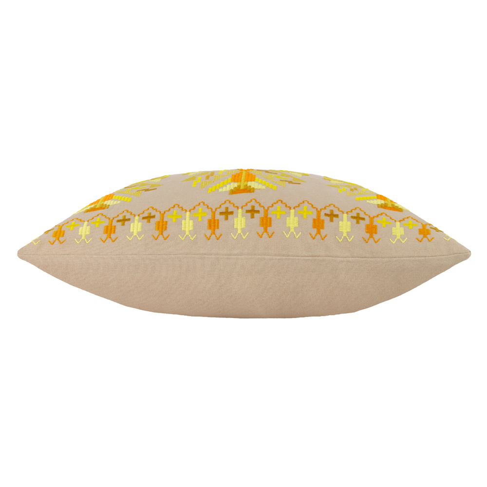 furn. Kalina Yellow Embroidered Cushion Image 5