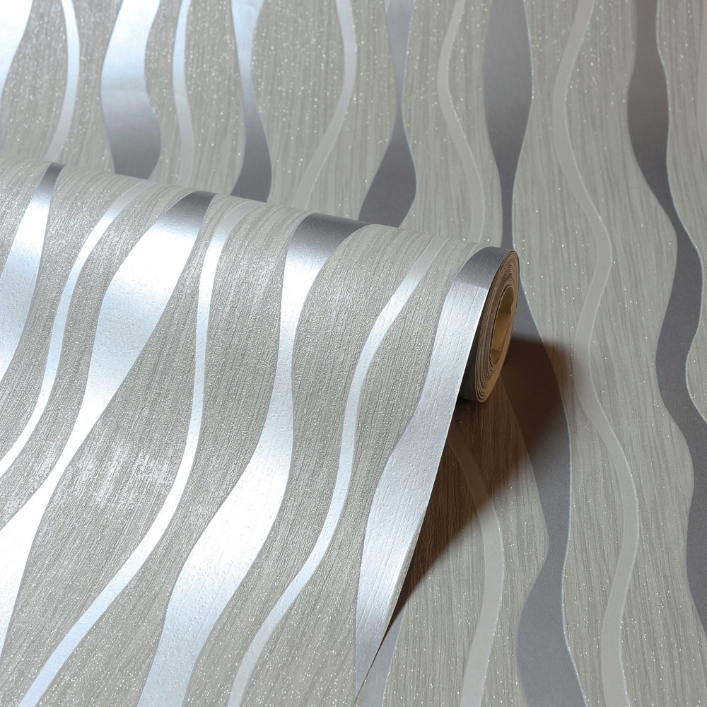 Arthouse Metallic Wave Grey Wallpaper Image 2