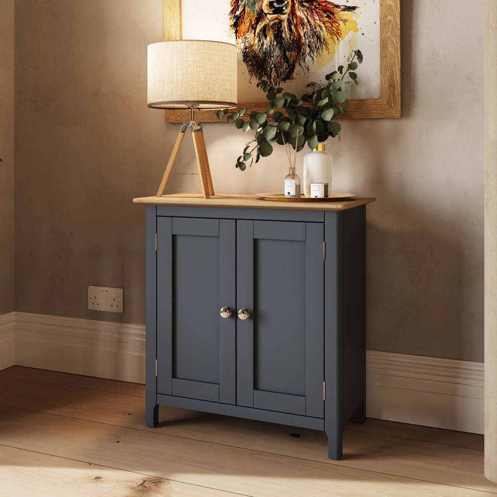 FWStyle Taberno 2 Door Graphite Blue and Oak Compact Sideboard Image 8