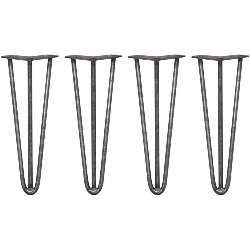 MonsterShop 3 Prong Raw Steel Hairpin Leg 356mm 4 Pack Image 1