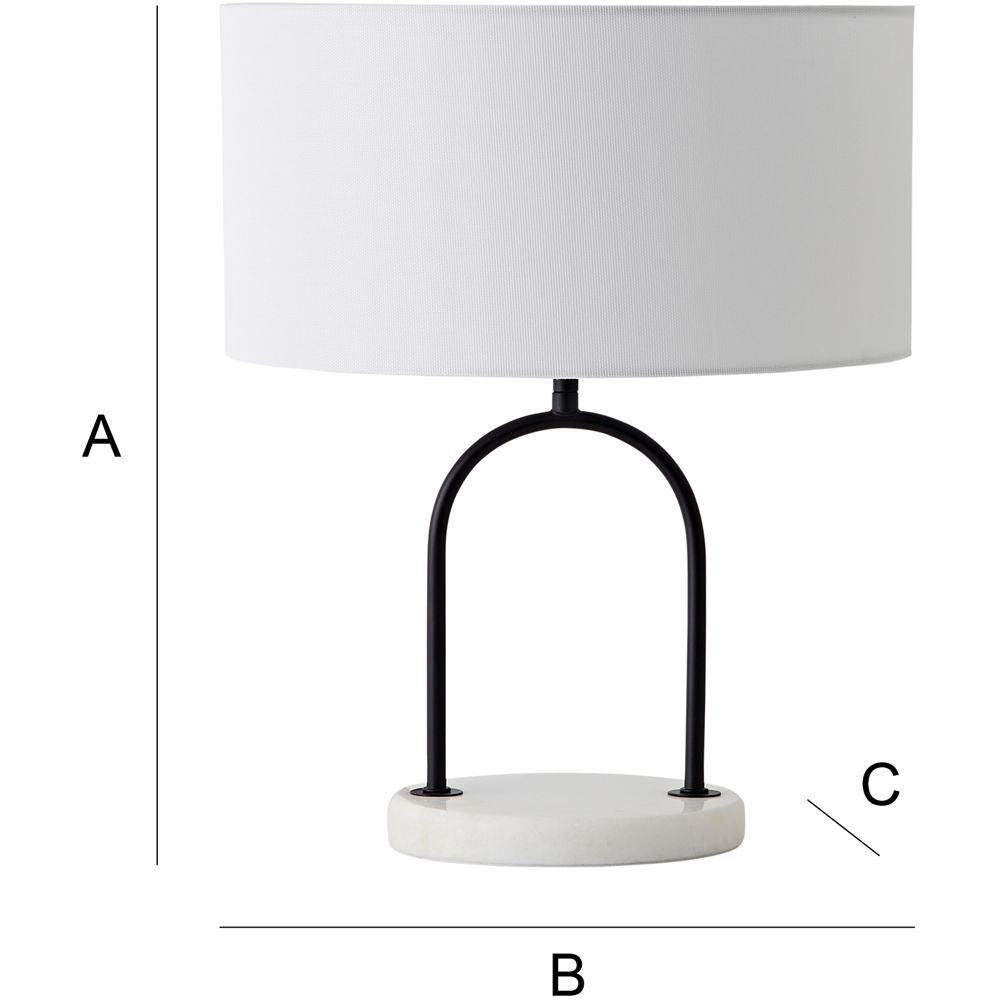 ValueLights Rachel White Linen Lamp Shade Black Arch Marble Base LED Table Lamp Image 7