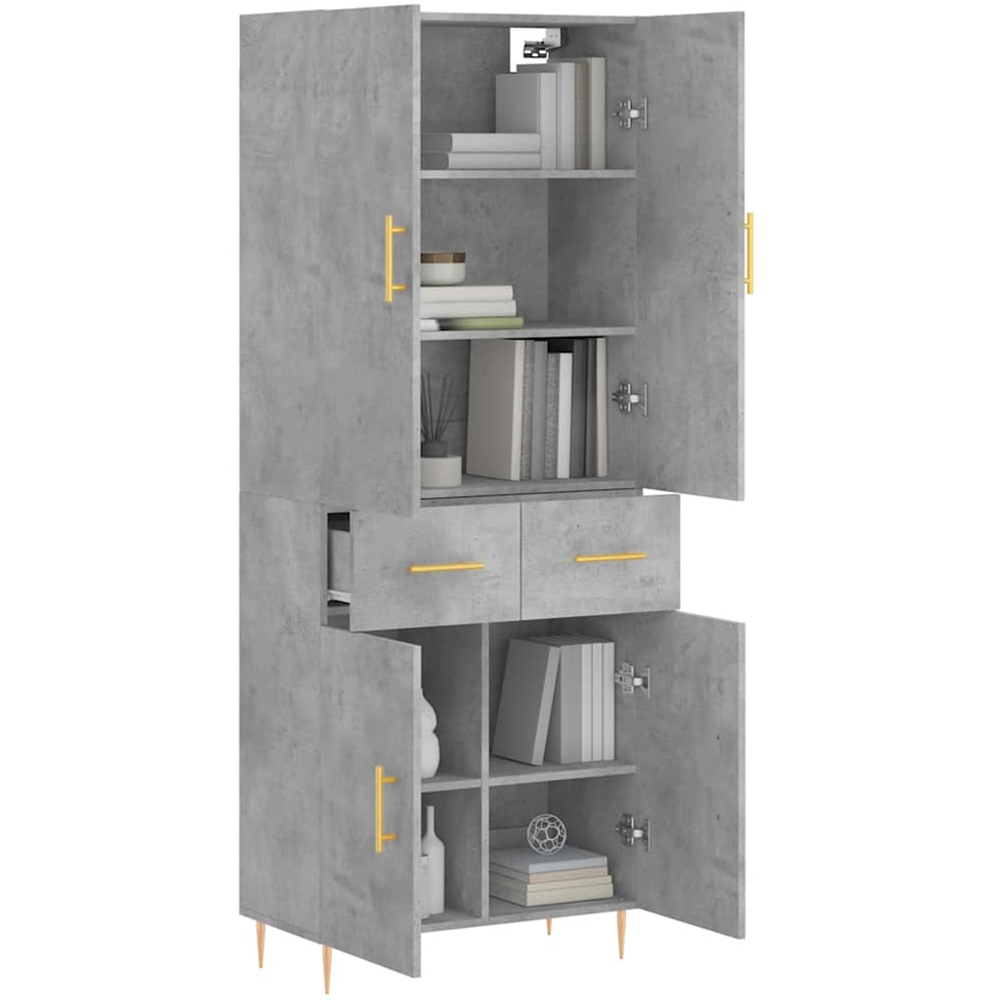 vidaXL 4 Door 2 Drawer Concrete Grey Highboard Image 3
