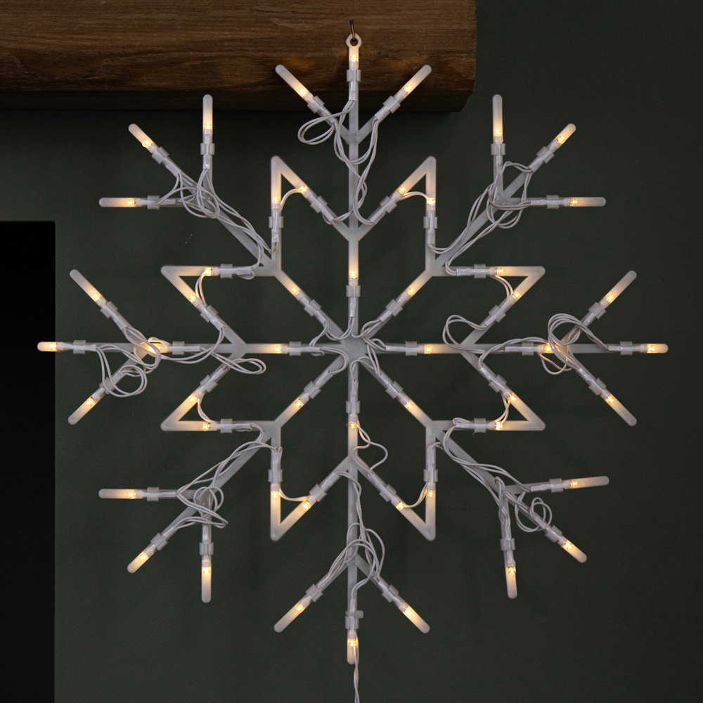 Samuel Alexander 50 Warm White LED Battery Operated Light-Up Snowflake Christmas Decoration 34cm Image 1