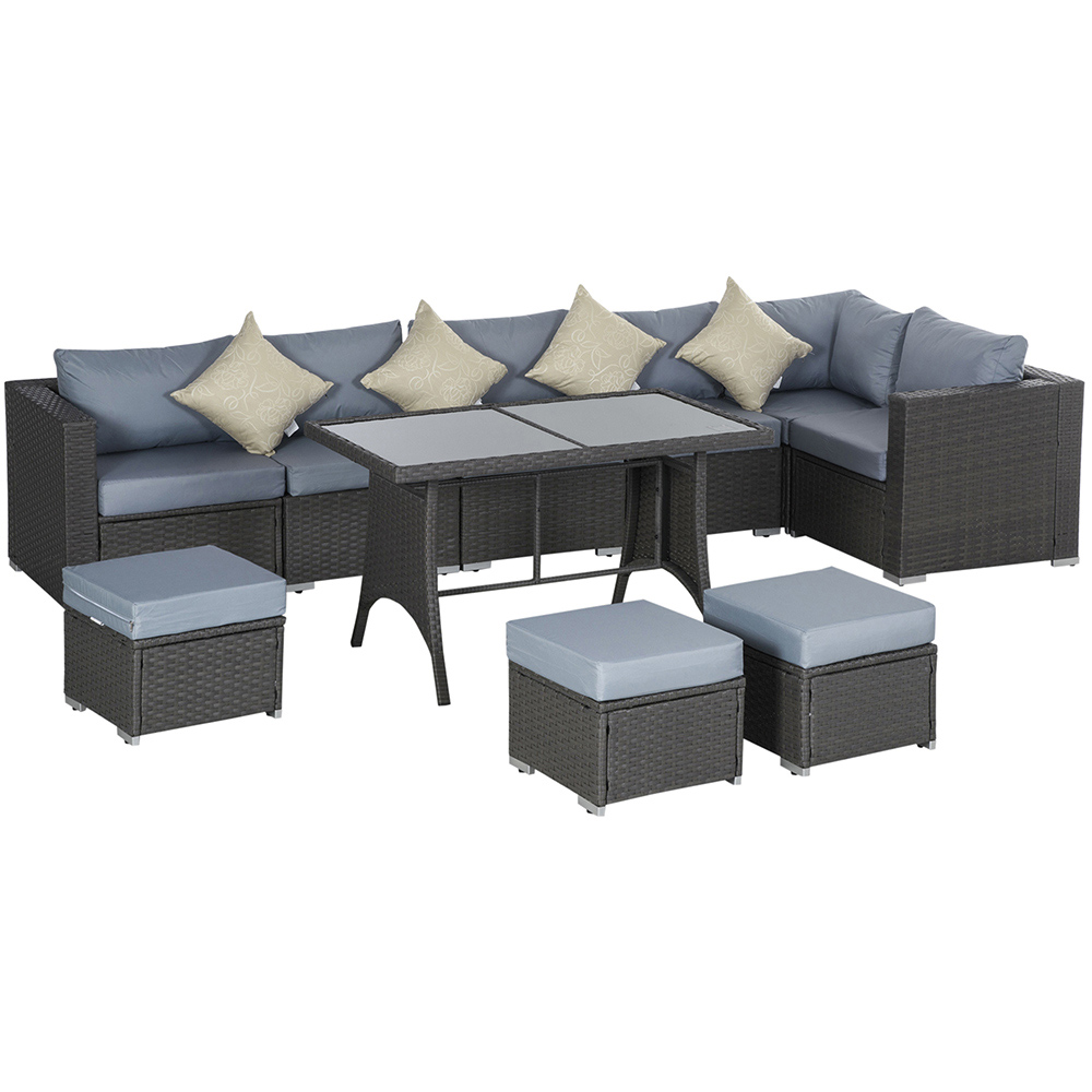 Outsunny 10 Piece Rattan Dining Sofa Set Image 2