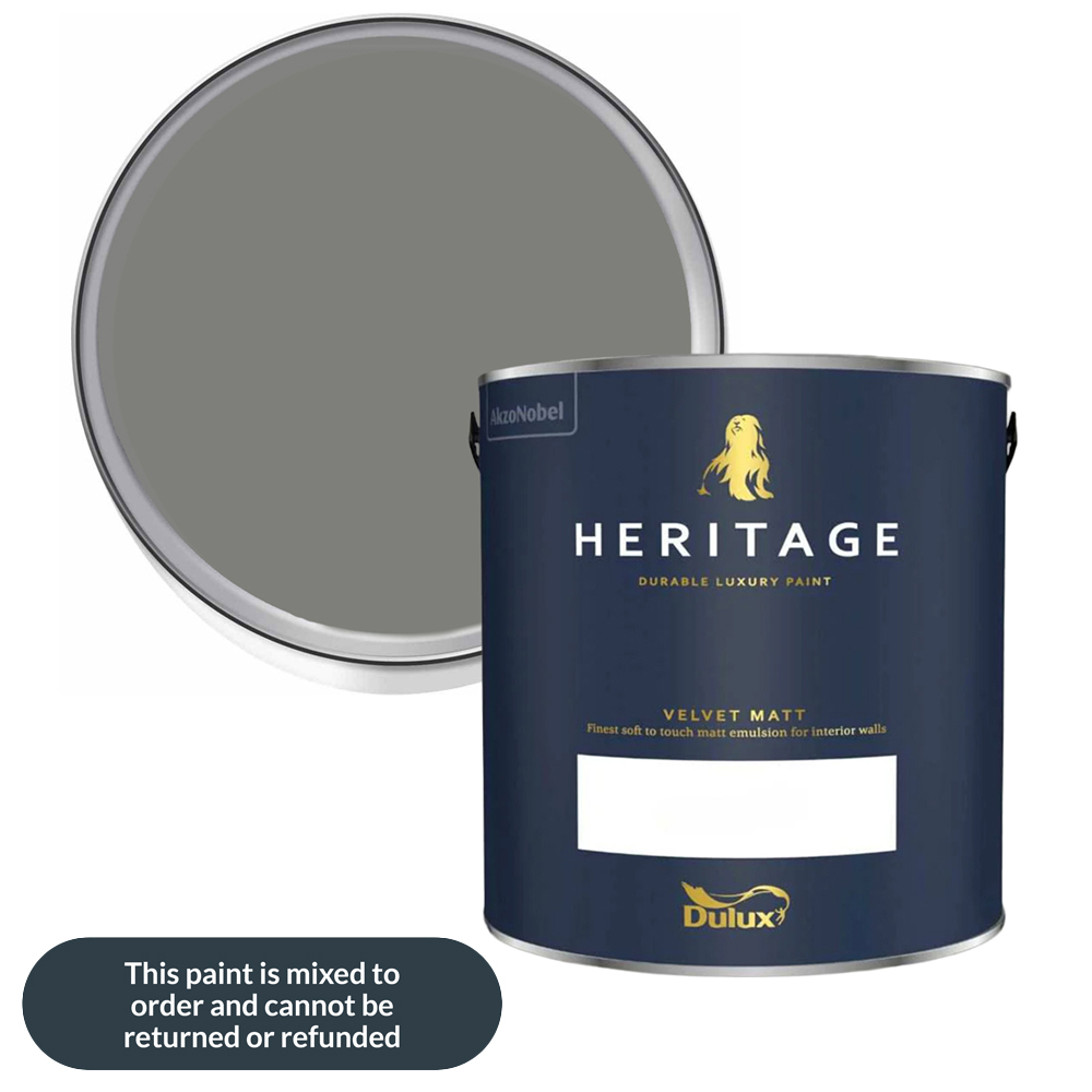 Dulux Heritage Walls and Ceilings Lead Grey Velvet Matt Emulsion Paint 2.5L Image 1
